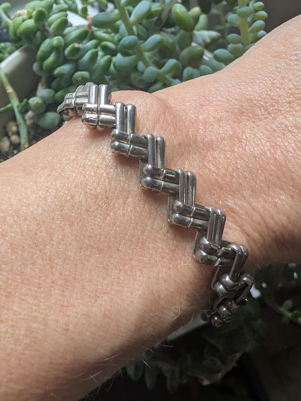 Vintage Y2K Sterling Silver Zigzag Bracelet